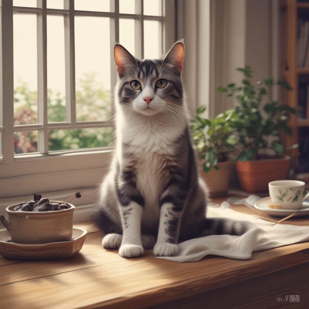 可愛い猫が座っている